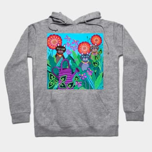 Purple Watering Can Cats Hoodie